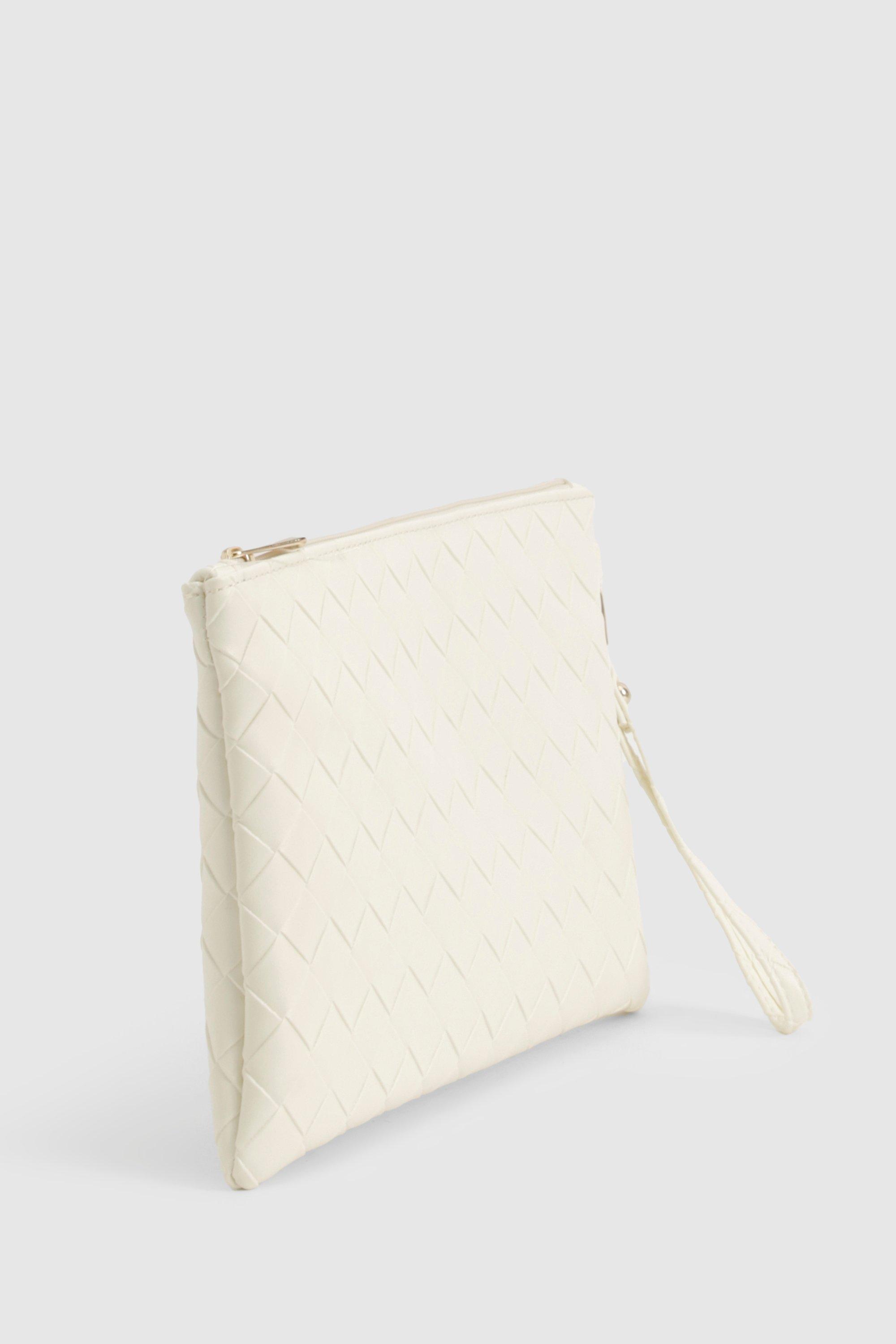 Woven Leather Look Clutch Bag