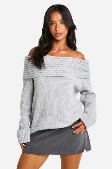 Grey Petite Boucle Bardot Jumper