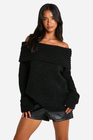 Black Petite Boucle Bardot Jumper