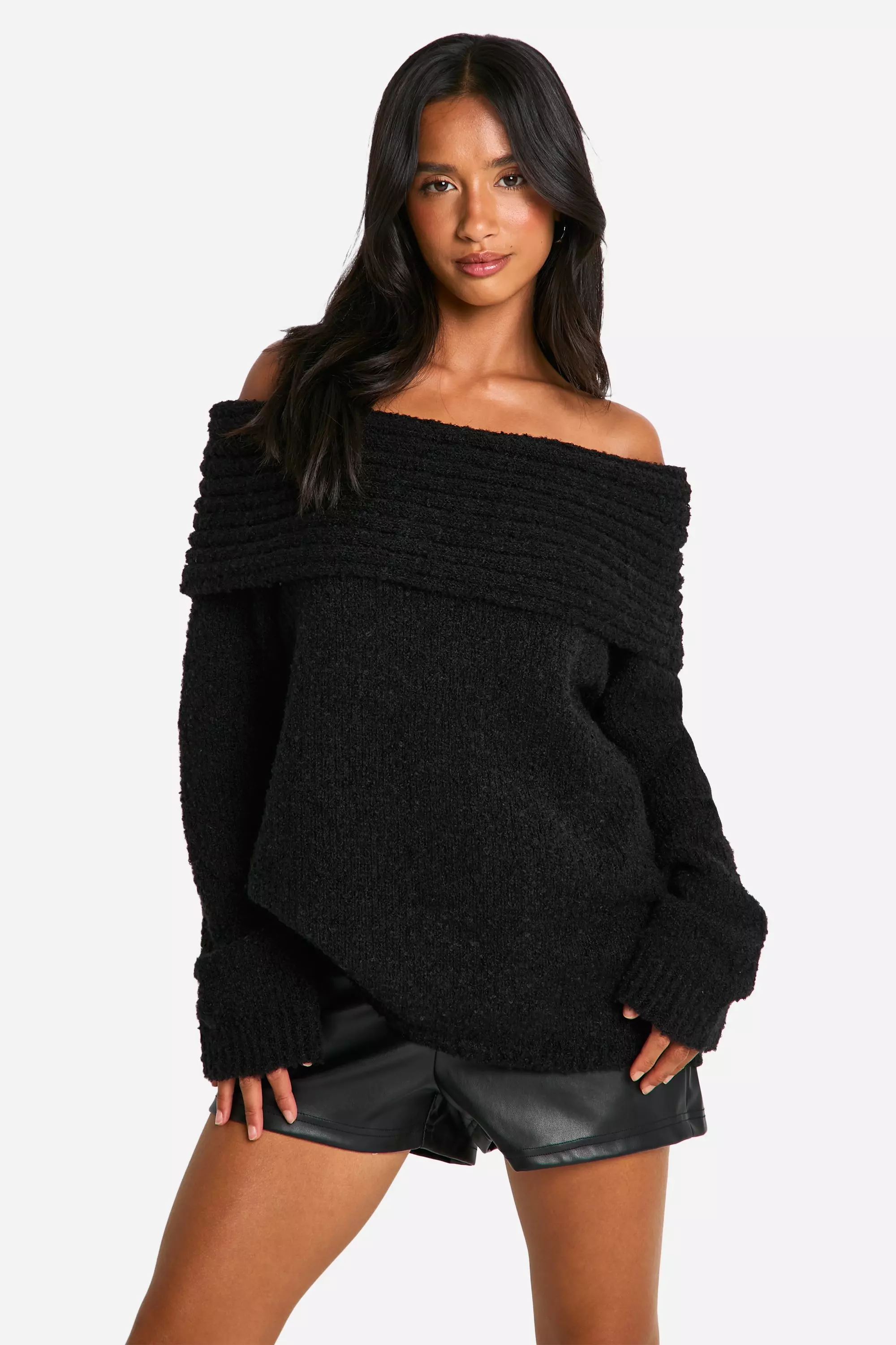 Black bardot jumper hotsell