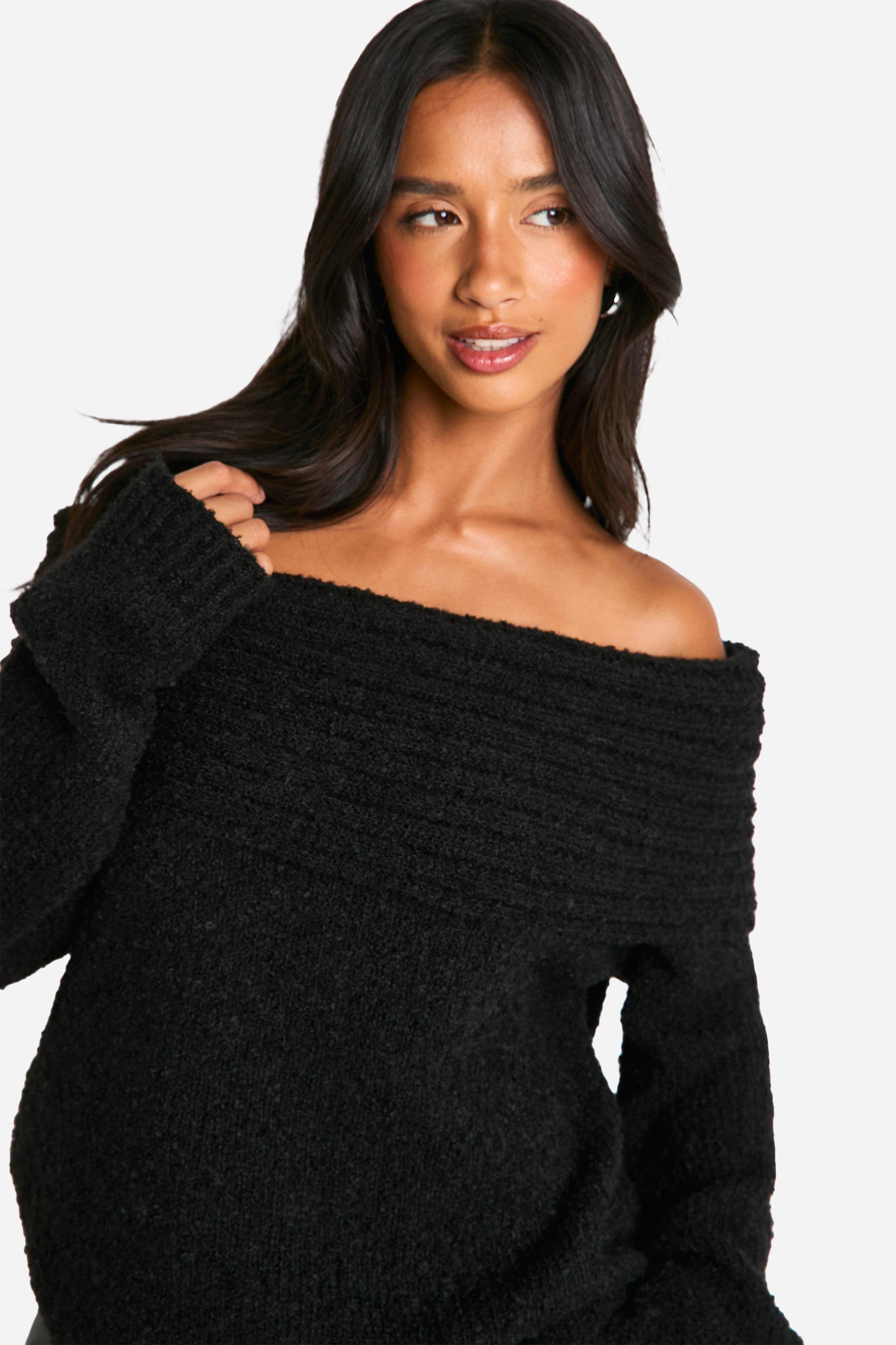 Black bardot jumper hotsell