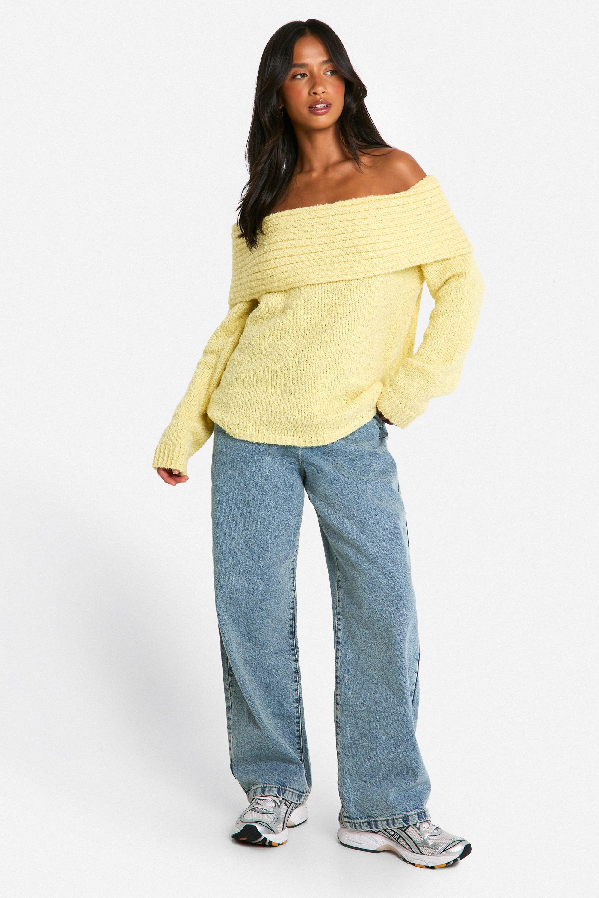 Yellow bardot jumper sales
