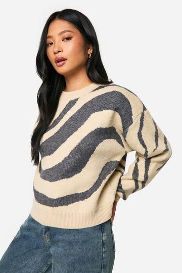 Petite Jacquard Swirl Knitted Jumper sand