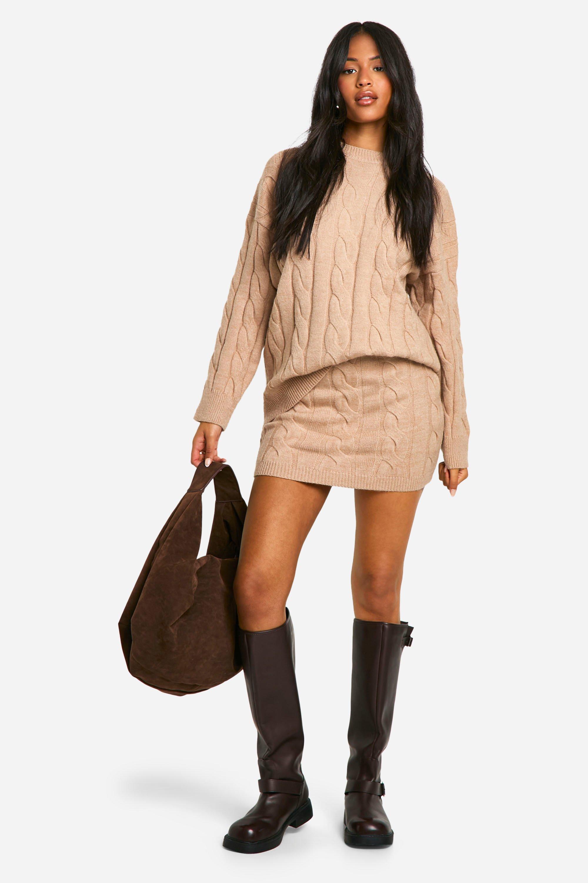 Tall Ensemble avec pull torsade et mini jupe boohoo FR