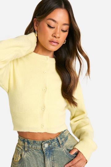 Tall Cropped High Neck Cardigan butter