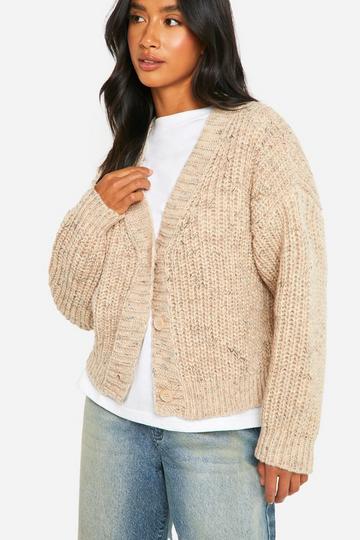 Petite Dikke Gebreide Cardigan stone