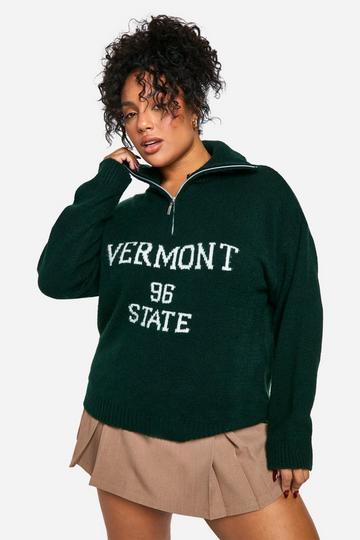 Plus Vermount Half Zip Knitted Jumper bottle green