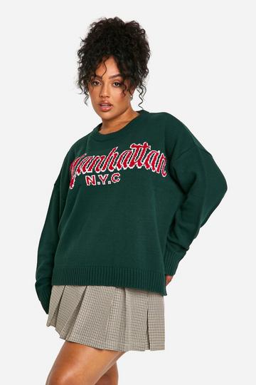 Plus Manhatten Oversized Knitted Jumper bottle green