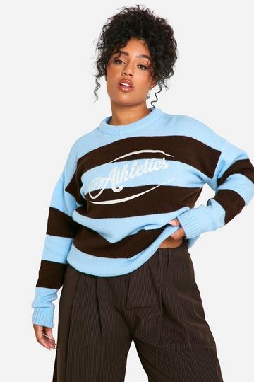 Plus Athletic Embroidered Oversized Knitted Sweat baby blue