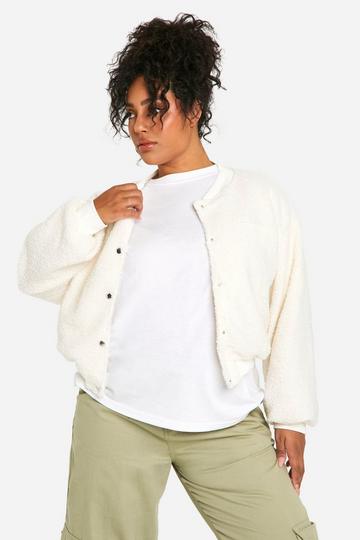 Plus Boucle Bomber Jacket white