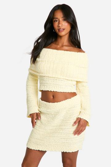 Petite Boucle Bardot Cropped Jumper butter