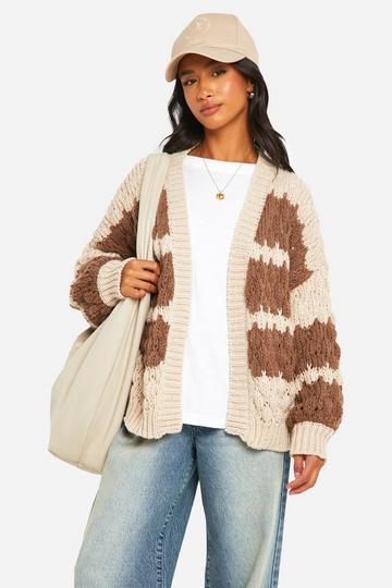 Petite Stripe Bubble Knit Chunky Cardigan stone