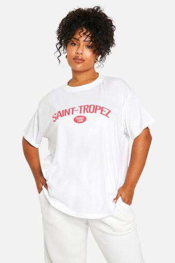 Plus Saint-tropez Printed Oversized T-shirt white