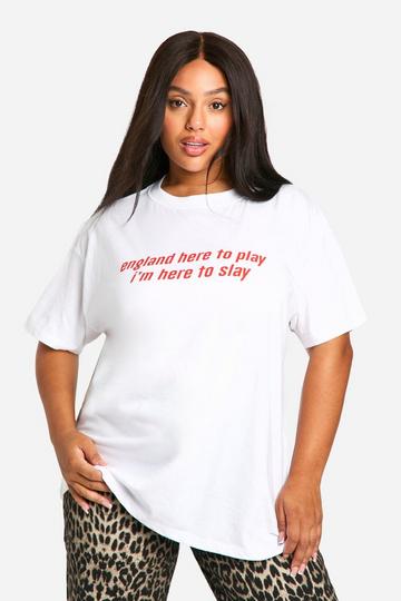 Plus England Here To Slay Slogan Printed Oversized T-shirt white