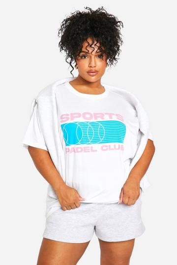 Plus Oversized Padel Club T-Shirt Met Print white