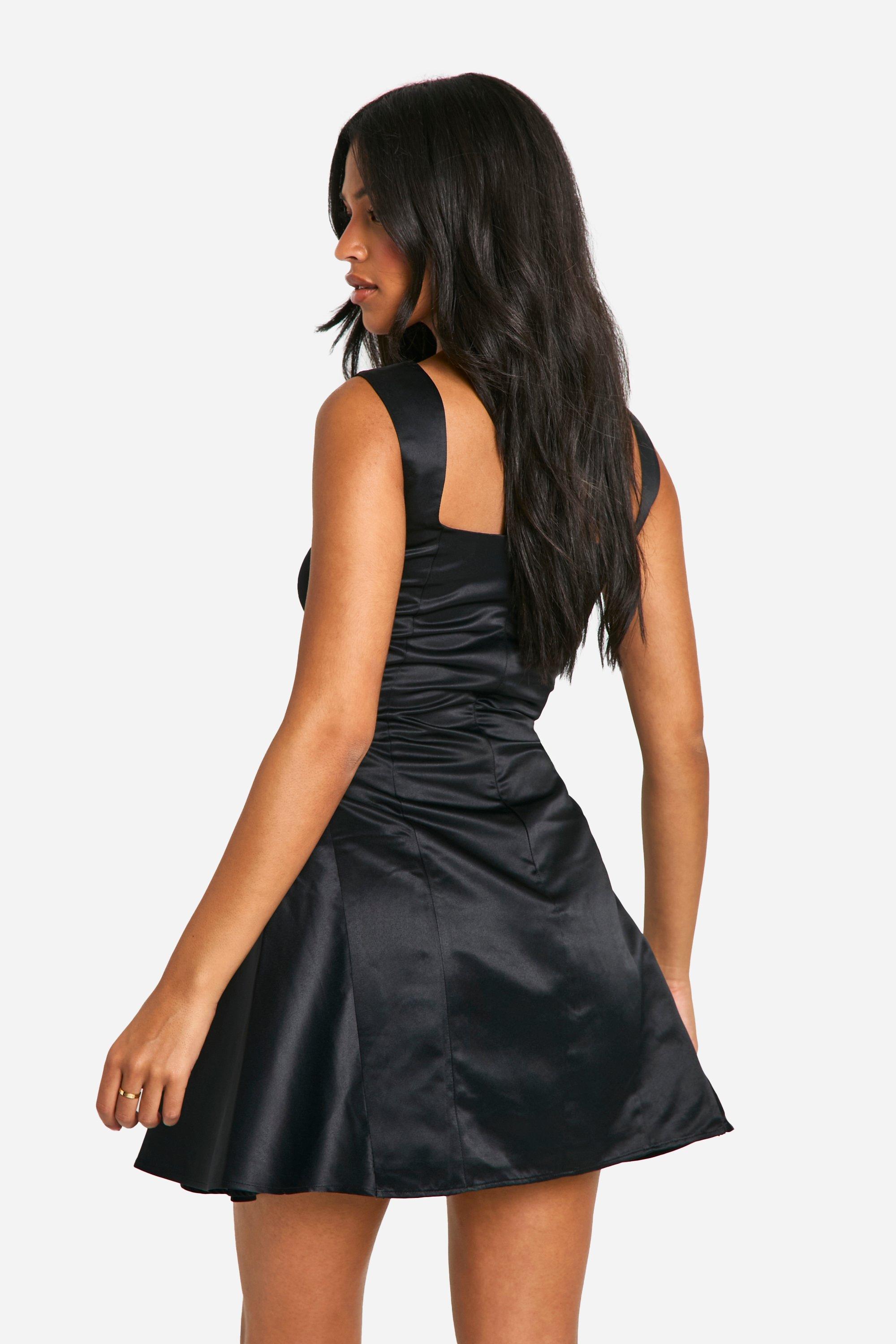 Black square neck skater dress best sale