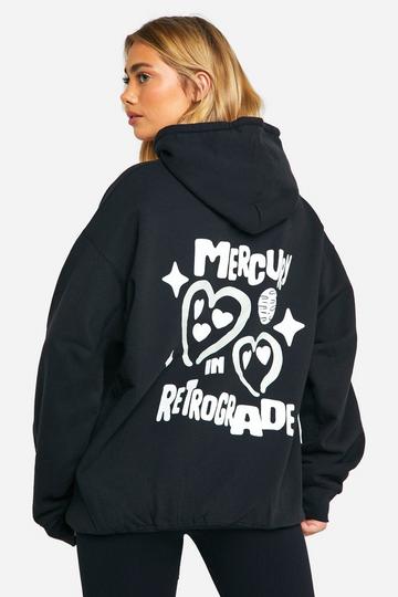 Black Mercury Retrograde Printed Oversized Hoodie