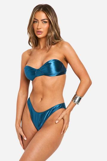 Satin High Leg Bikini Brief navy