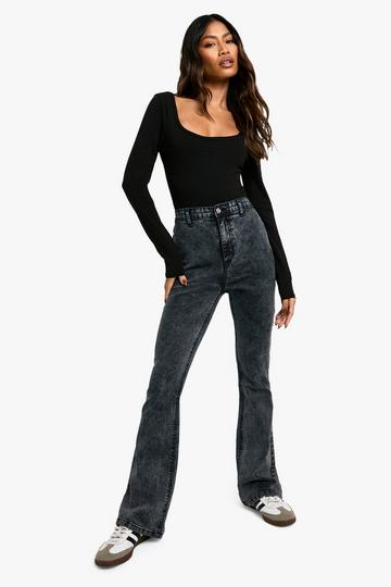 Butt Shaper High Rise Flared Jeans grey