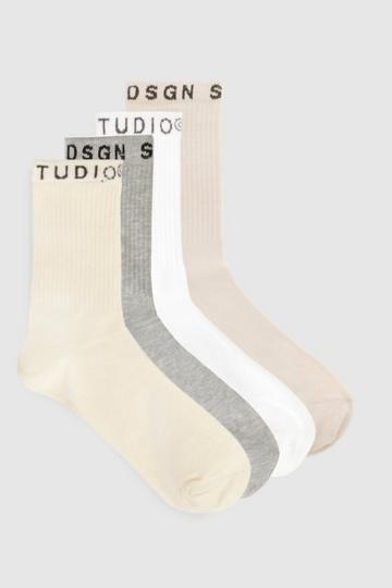 4 Pack Multi Ribbed Dsgn Studio Socks multi