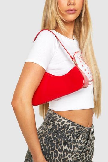 Vinyl Curved Shoulder Bag red