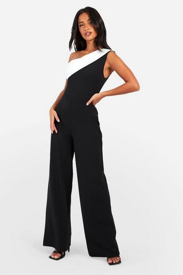 Petite Monochrome Wide Leg Jumpsuit black