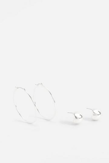 Silver 2 Pack Hoop Earrings silver