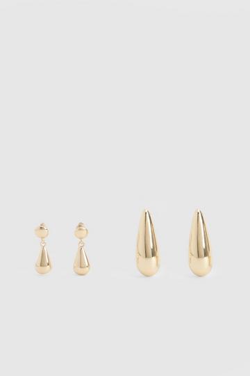 Tear Drop Earrings 2 Pack gold