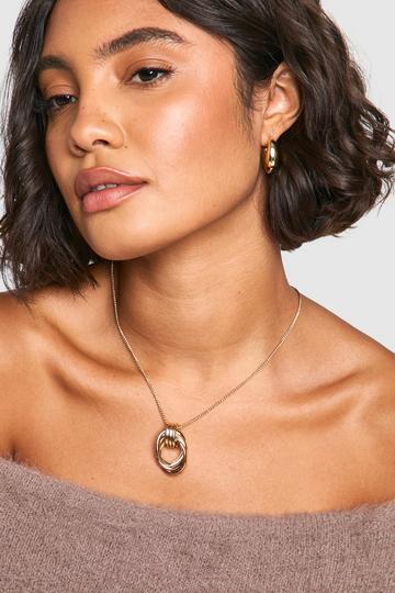 Tear Drop Hoop Necklace gold