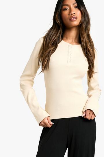 Rib Lounge Henley Top oatmeal