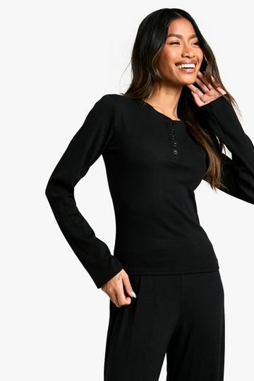 Rib Lounge Henley Top black