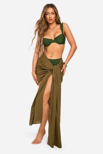 Linen Look Beach Sarong olive