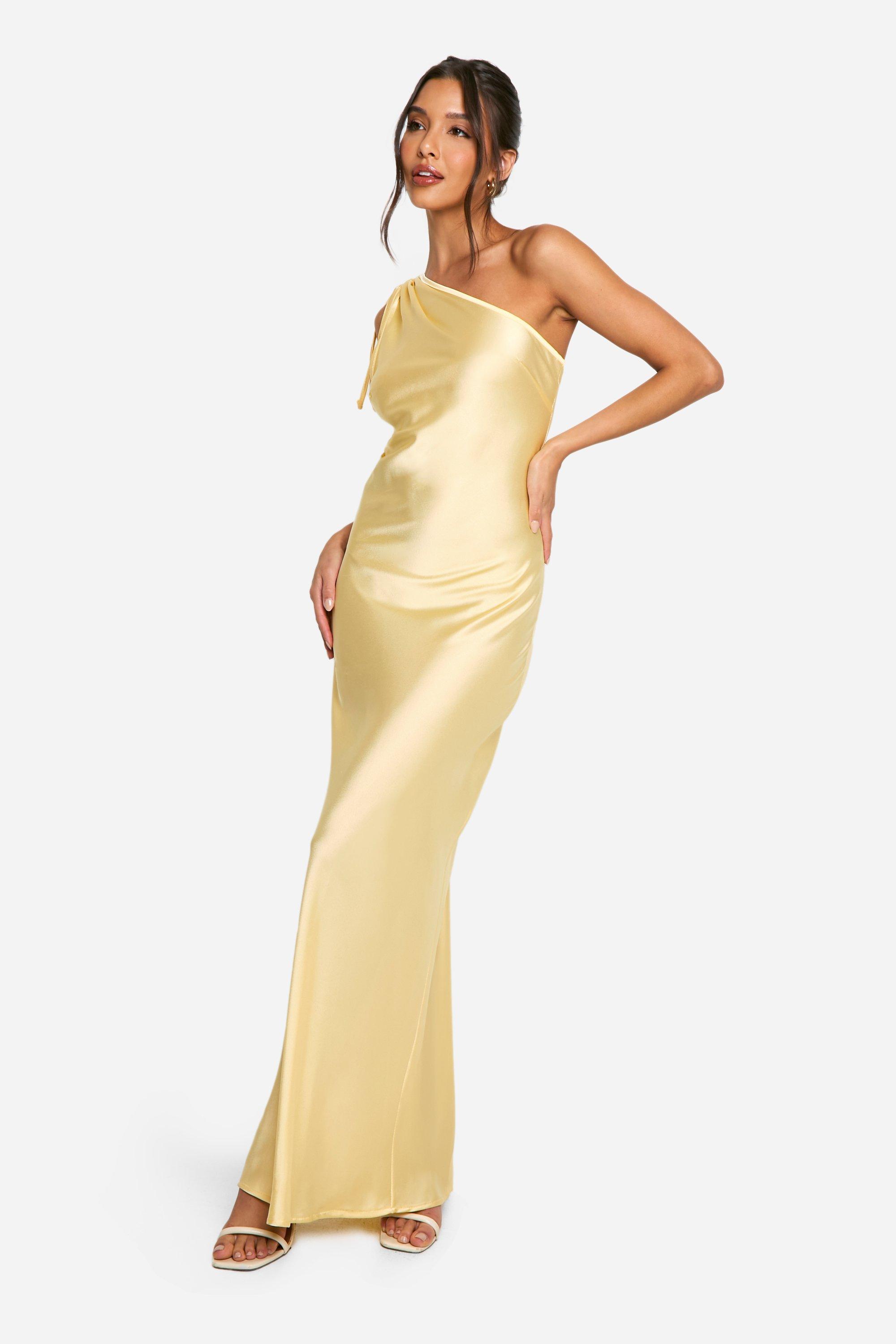 Satin One Shoulder Maxi Dress boohoo UK