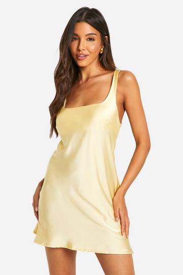 Satin Square Neck Mini Dress butter