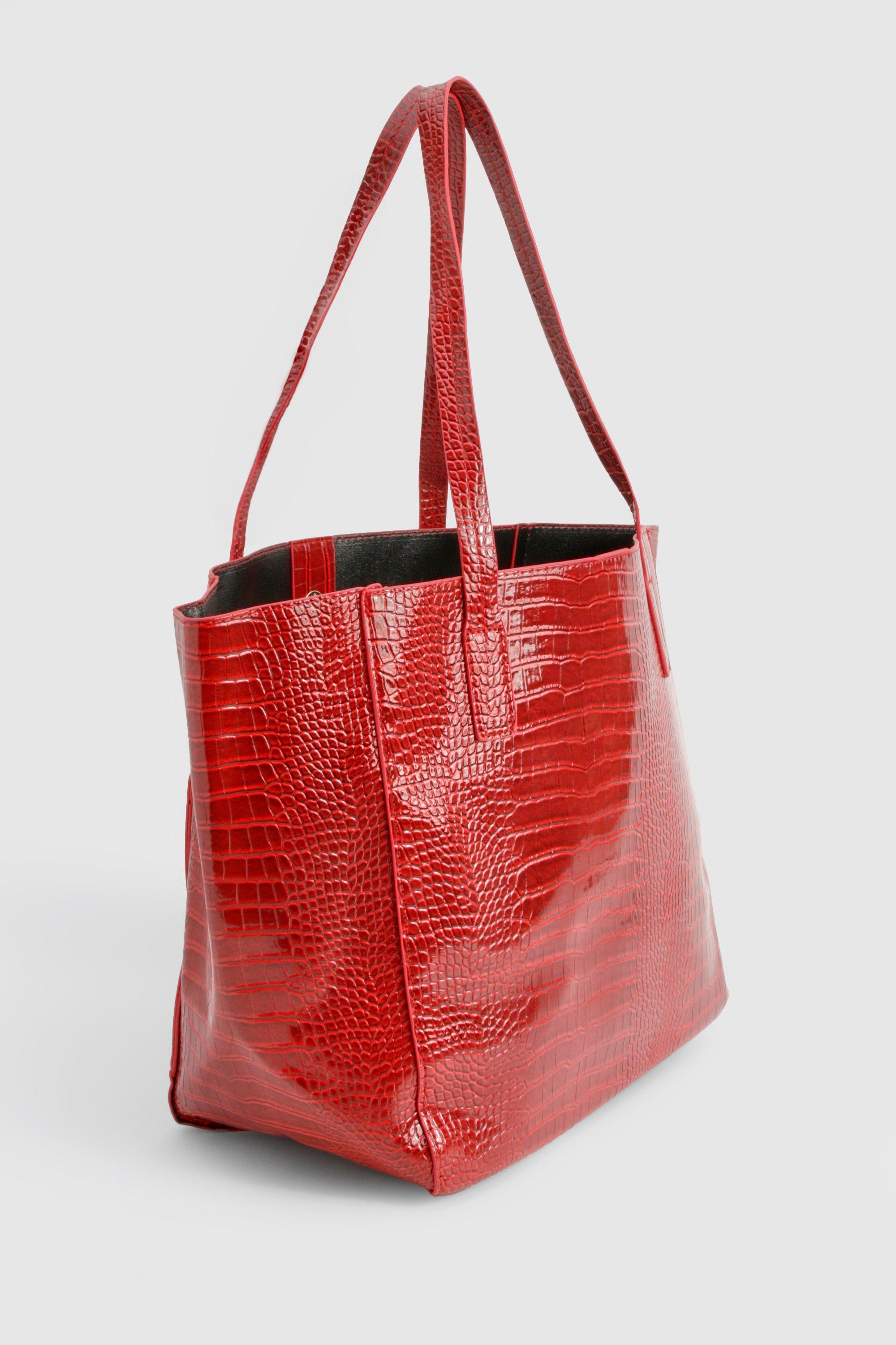 Oversize Kunstleder Kroko Tasche