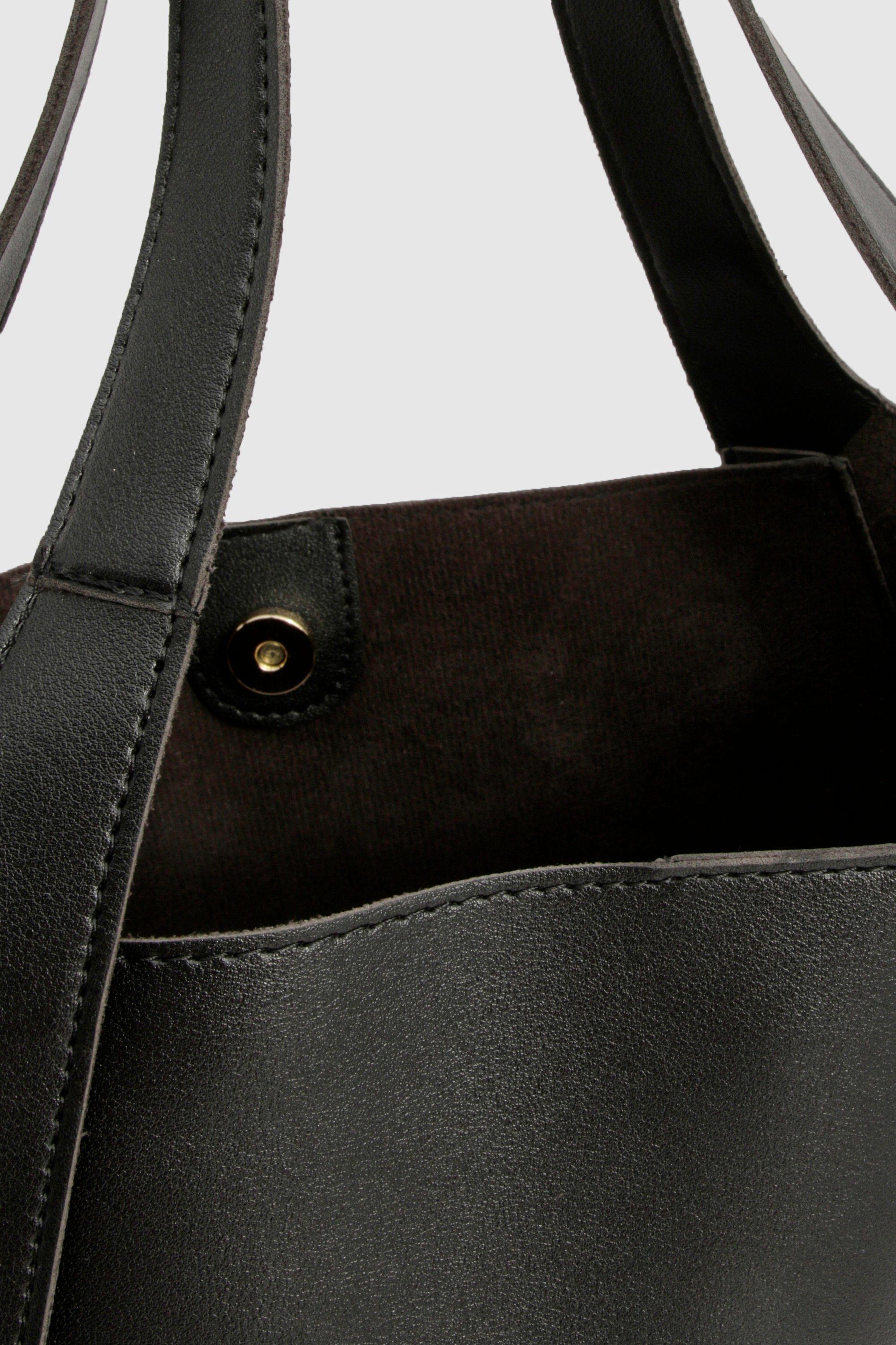 Faux Leather Detachable Clutch Tote Bag boohoo IE