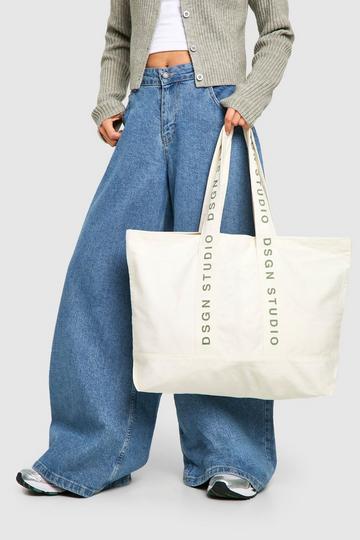 Dsgn Studio Slogan Tote Bag khaki