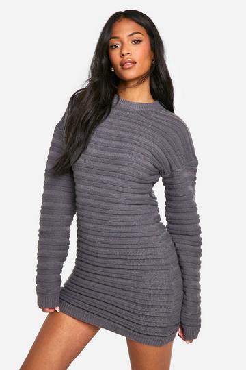 Tall Open Back Knitted Jumper Dress charcoal