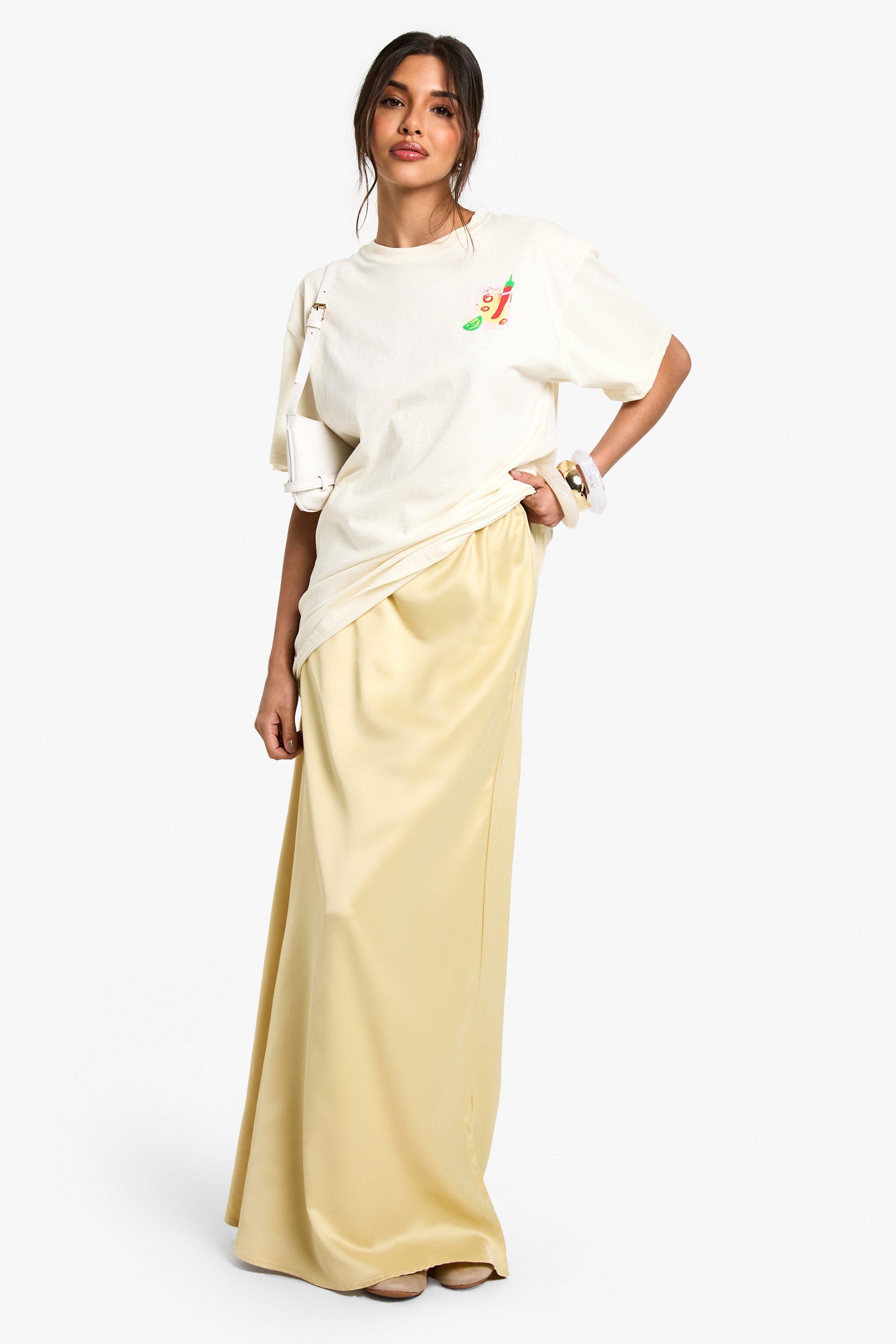 〈 PLAGE 〉Satin Bias Skirt 38 Contrast-Waistband Satin Bias Skirt in Dresses & Skirts | Vince