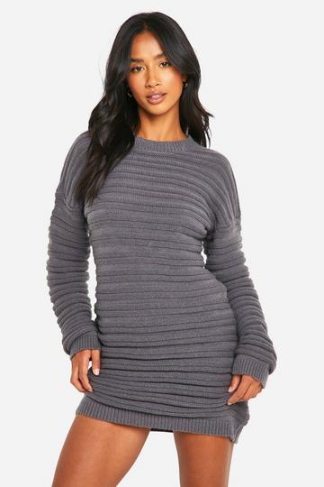 Petite Open Back Knitted Jumper Dress charcoal