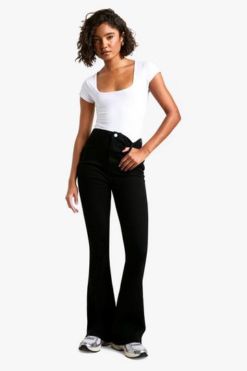 Black Tall 36" Butt Shaper High Rise Skinny Flared Jean