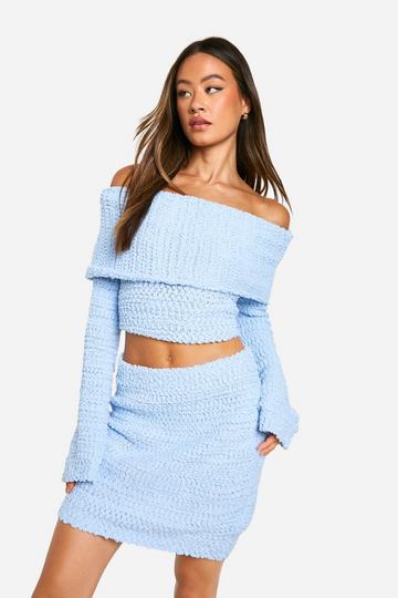 Tall Boucle Mini Skirt light blue