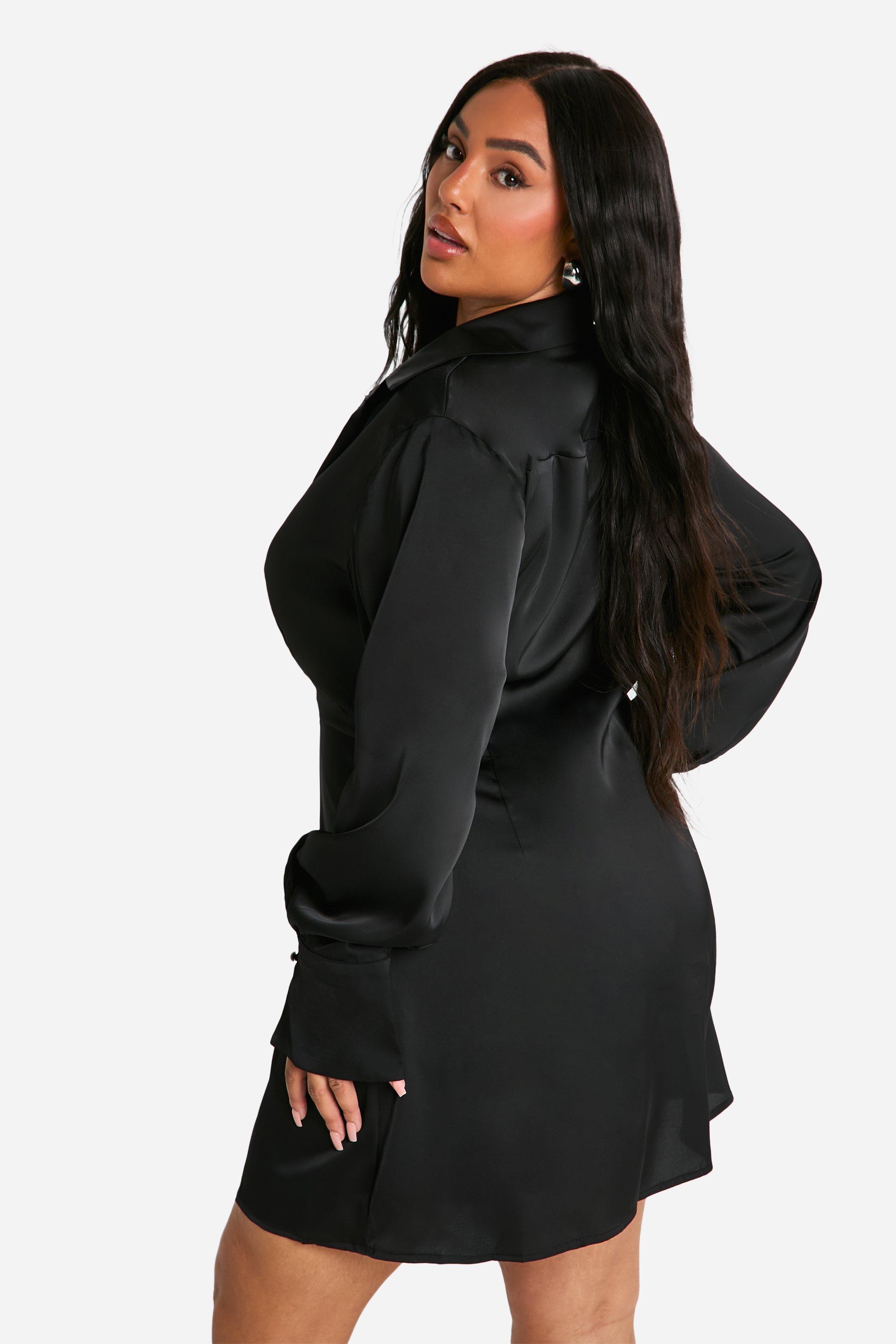 Plus size collared shirt dress hotsell