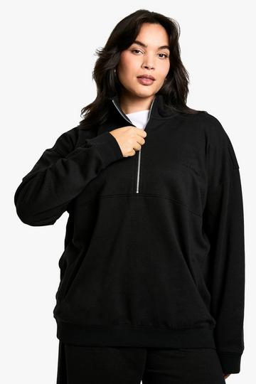 Dsgn Studio Embroidered Half Zip Oversized Sweatshirt black