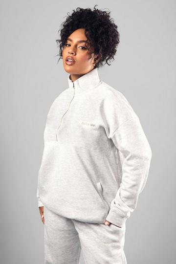 Dsgn Studio Embroidered Half Zip Oversized Sweatshirt ash grey