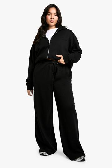 Black Plus Dsgn Studio Embroidered Wide Leg Jogger