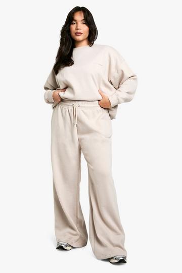 Plus Dsgn Studio Embroidered Wide Leg Jogger stone