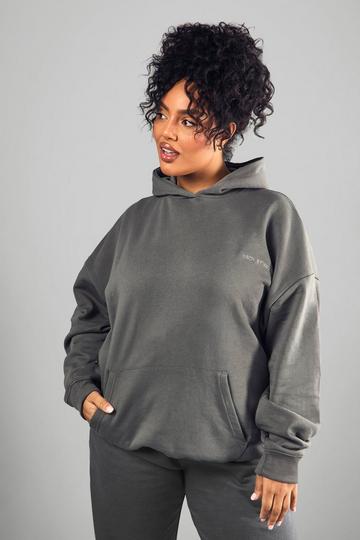 Plus Oversized Geborduurde Dsgn Studio Hoodie charcoal