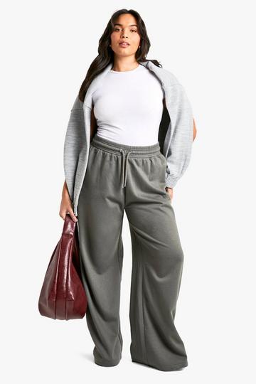 Plus Dsgn Studio Embroidered Wide Leg Jogger charcoal