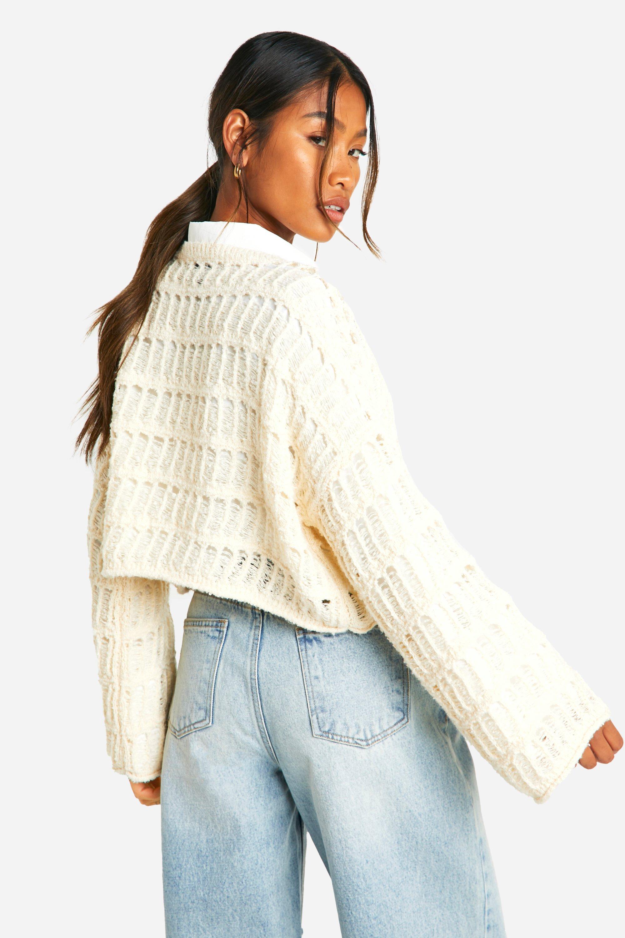 Beige cropped jumper sale